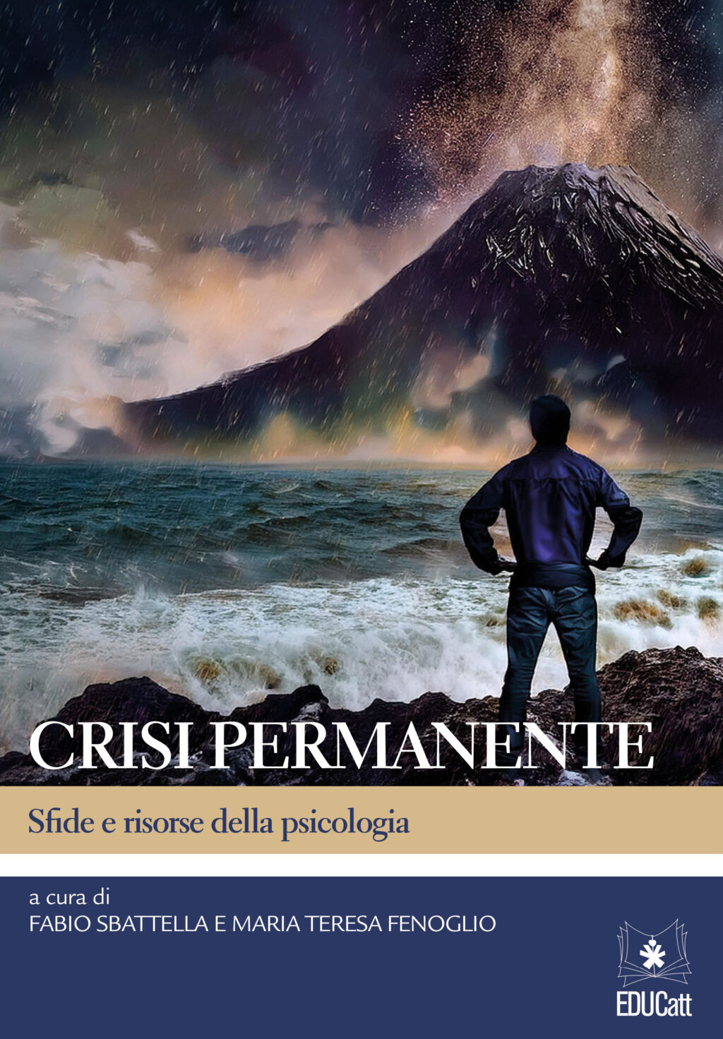 Copertina Quaderno 4 uomo di spalle davanti a vulcano in eruzione